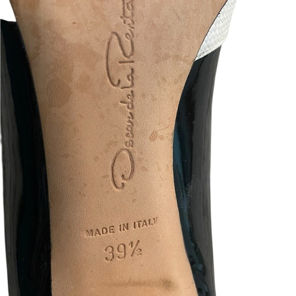 Oscar de la Renta Black and Cream Embellished Heels 39.5 - Picture 9 of 11